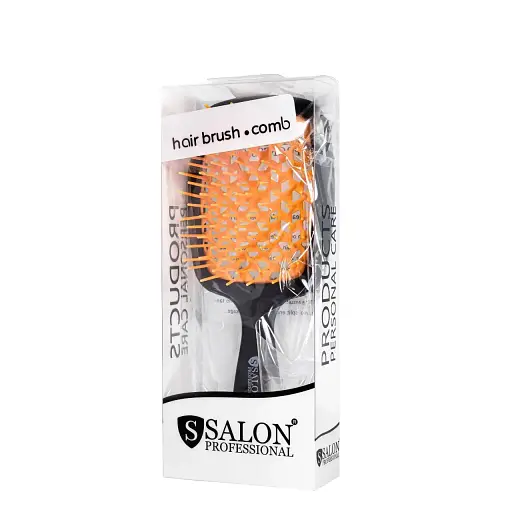 Щітка для волосся Salon Professional SP0099 SL масажна, продувна 20 см чорна з оранжевим - фото 4