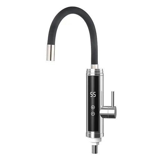 Проточный водонагреватель для кухни гибкий излив датчик температуры 3,3 кВт нержавеющая сталь сатин Wezer SDS-G9TC - фото 1