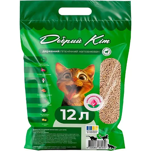 Уцінка. Наповнювач деревний Добрий Кіт 3 кг