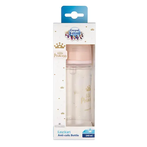 Бутылка с широким антиколиковым отверстием 240 мл "Royal baby" Canpol babies Розовая - фото 3