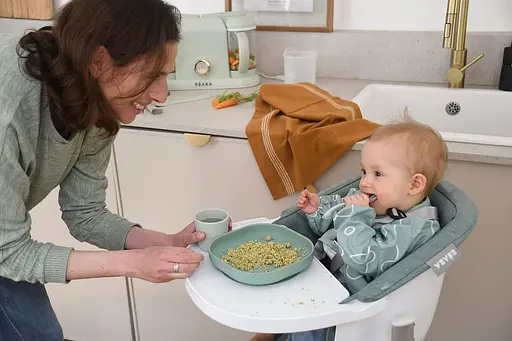 Набір тарілка, миска, стакан, ложка Beaba 4+ оливковий білий (913603) - фото 3