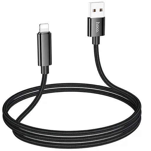Дата кабель Hoco U125 Benefit 2.4A USB to Lightning with display (1.2m) Black - фото 4