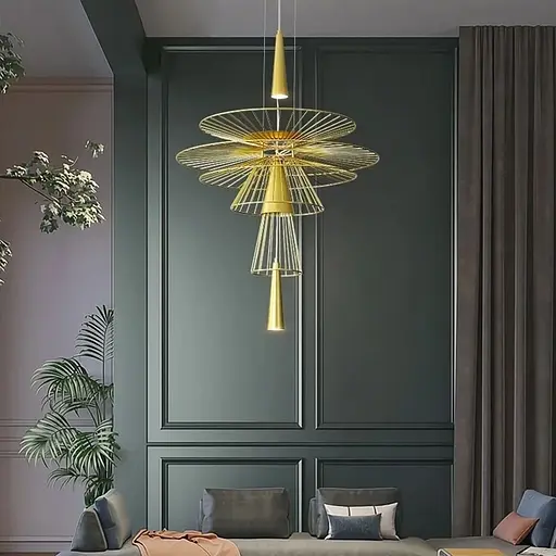 Дизайнерская золотая люстра Gravity Ø 60 см Line F | Ст. D9056-600 GD - фото 1