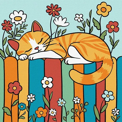 Картина по номерам "Котик на паркані" ©art_selena_ua KHO1232, 25х25 см