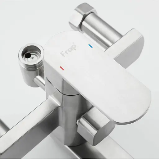 Душевая система Frap F24805, поворотный излив - переключатель на лейку, 1 режим, сатин, Хром матовый - фото 2