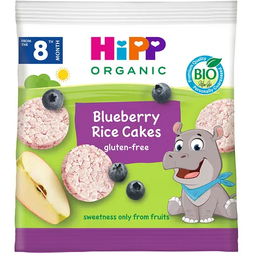 Органічні рисові хлібці HiPP з чорницею і яблуком, 30 г