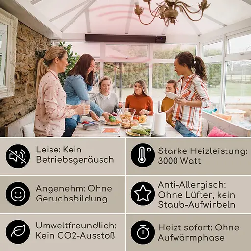 Инфракрасный обогреватель Blumfeldt Cosmic Beam Plus XXL 3000 Вт (10033698) Черный - фото 6