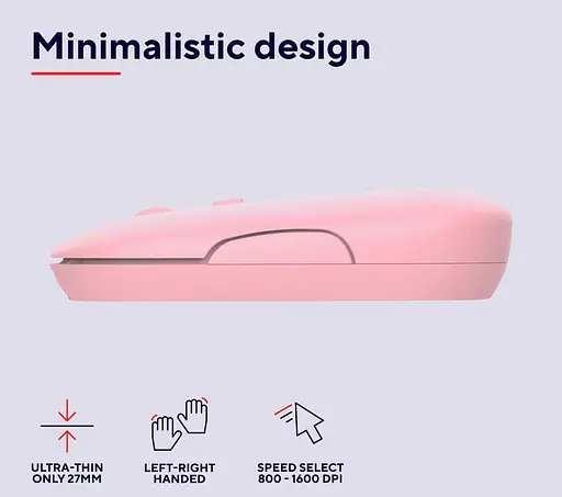 Миша Trust Puck Rechargeable Wireless Ultra-Thin Silent Pink (24125) [93106] - фото 5