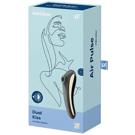 Вакуумний стимулятор із вібрацією Satisfyer Dual Kiss Чорний - фото 5