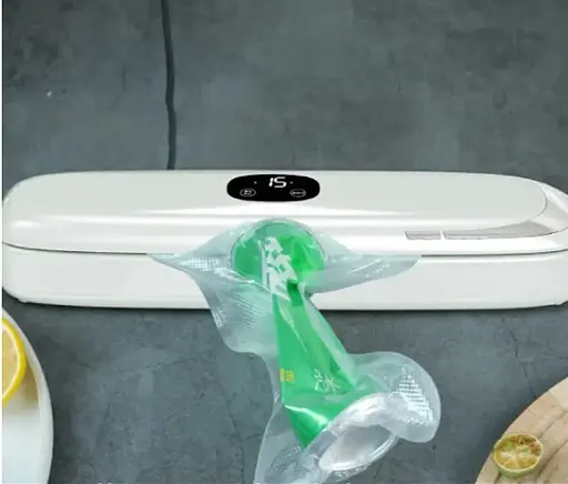 Вакуумный упаковщик Vacuum Sealer пищевых продуктов с дисплеем, работающий от сети 90 Вт Белый - фото 4