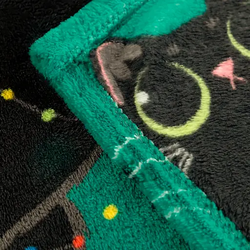 Плед Love You Зірки і котики 150x200 см велсофт зелений з принтом (9119) - фото 6