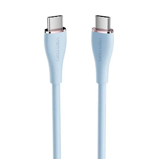 Кабель Vention USB 2.0 C Male to C Male 5A Cable 1.5M Light Blue Silicone Type (TAWSG) - фото 4