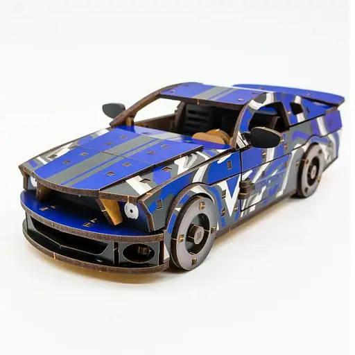 Дерев'яний 3D конструктор Mustang GT Puz-00642, 162 деталей - фото 3