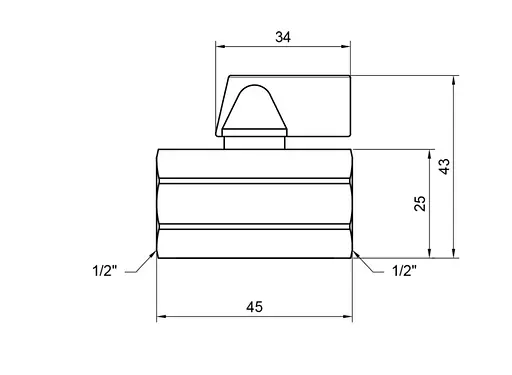 Кран кульовий міні Thermo Alliance Standart 1/2" ВВ прямий, хром, півметелик SD187W15 - фото 4