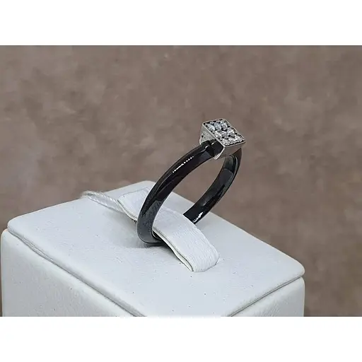 Серебряное кольцо Aurora с керамикой и фианитами. С1007Ч 18,5 - фото 3