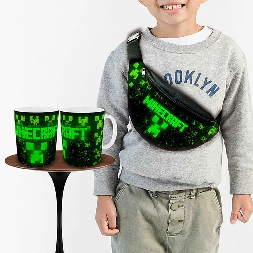 Набір: Сумка-бананка+ Кружка майнкрафт "Minecraft" дитяча з принтом (00248)