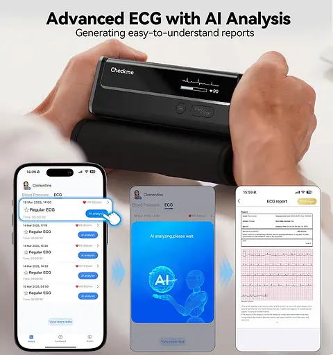 Машина для вимірювання артеріального тиску для дому Checkme BP2 WiFi з ЕКГ, Bluetooth-монітор - фото 6