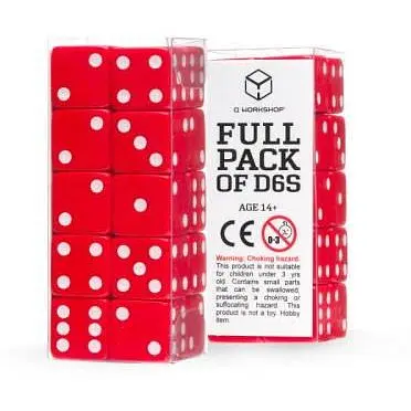 Набор кубиков Q-Workshop Full Pack of D6: Red&White (20 шт.) (S20606) - фото 1