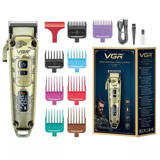 Машинка для стрижки VGR V-005, 8 насадок, Gold - фото 2