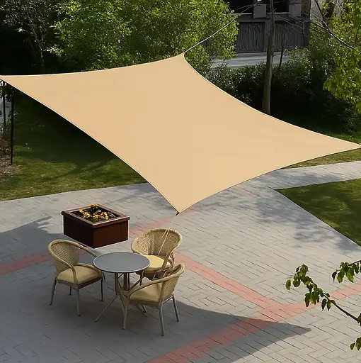 Тент навіс затіняючий квадратний 4х4м Сітка (Бежевий) - фото 5