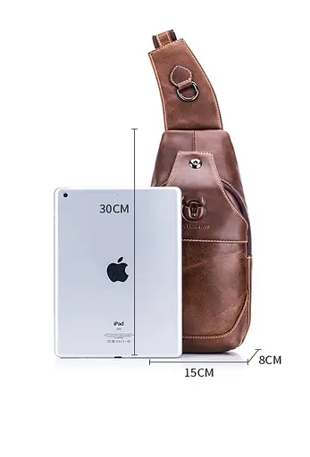 Кожаный мужской рюкзак слинг BULL 30х15х8 см sum0028267 - фото 6