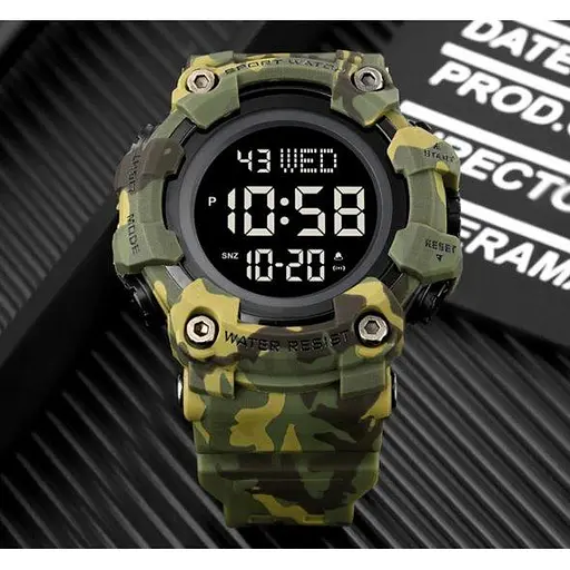 Тактические водостойкие кварцевые часы Skmei Kamo Green - фото 5