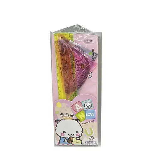 Набір лінійок Flex, Звірята, ZH-4120, 20 см, 2 трикутники, транспортир (В асортименті)