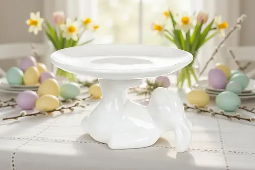 Блюдо керамічне на підставці BonaDi Білий кролик 20х20х11.7 см біле (739-700) - фото 3