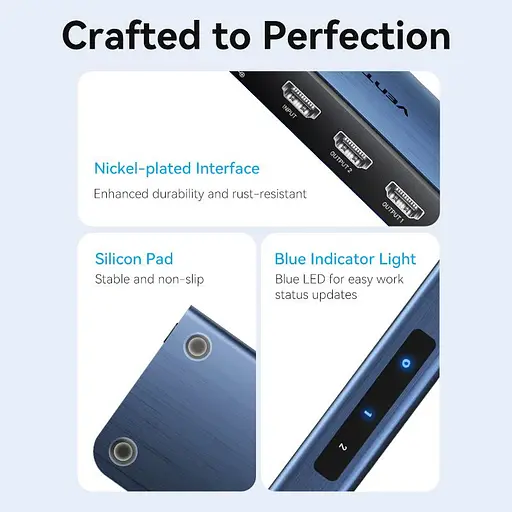 Сплиттер HDMI 2.0 UHD 4K 60Hz 3D, HDCP 1x2 ports Blue Aluminum Alloy Vention - фото 9