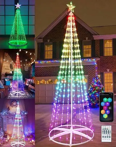 Новорічна конусна ялинка розумна світлодіодна 180см LED - фото 1