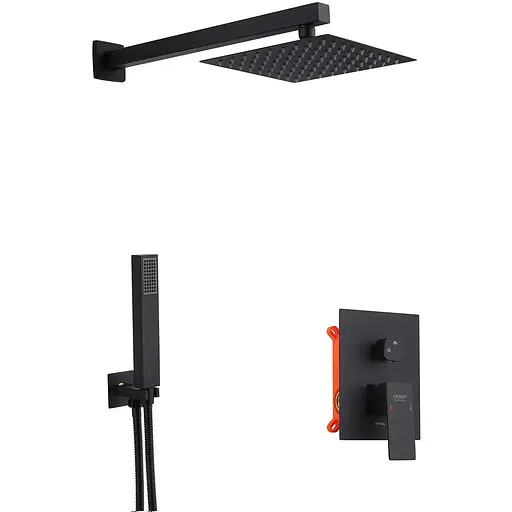 Душова система прихованого монтажу Kroner KRP Edelstahl Kubus - SCH082 CV029972, Чорний матовий - фото 1