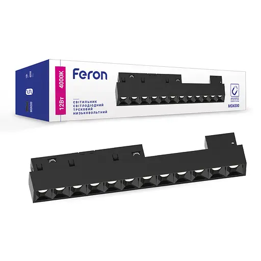 Светодиодный магнитный трековый светильник Feron MGN300 12Вт 4000K черный - фото 1