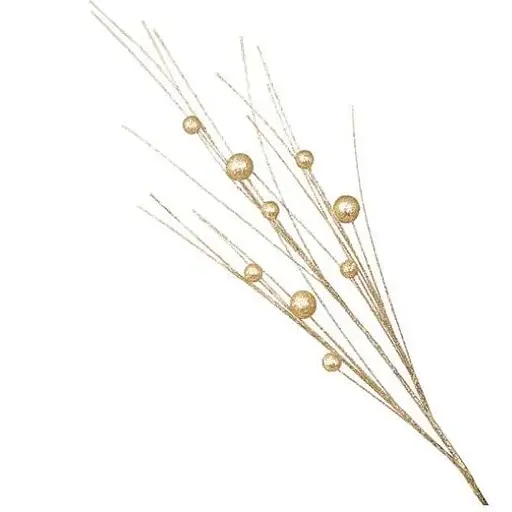 Новогодняя декоративная ветка с блестящими ягодами 78 см Шампань - фото 1