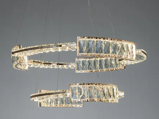 Світлодіодна люстра Romin підвісна 2 кільця золото 86 Вт - фото 2