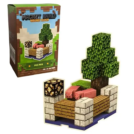 Магнитный конструктор Minecraft Загон для свиней на 37 деталей (Т9904)
