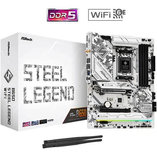 Материнская плата ASRock B650 Steel Legend WIFI (AM5/B650, 4xDDR5, 2xPCIex16, HDMI/DP, 4xSATAІІІ,3xM.2, 2.5GLan, ATX) - фото 5