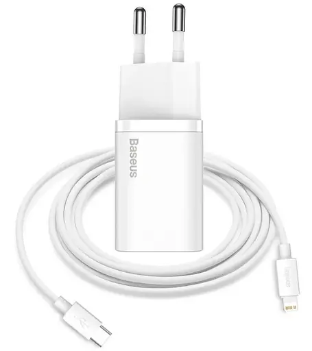 Универсальное зарядное устройство в розетку для телефона с разъемом Type-C Super Silicone PD Charger 20 Вт кабель Type-C to MicroUSB - фото 1