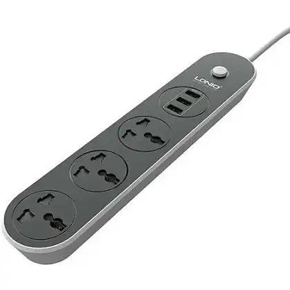 Сетевой фильтр LDNIO SC3301 удлинитель 1.6 м 3 розетки 3 USB серо-черный - фото 2