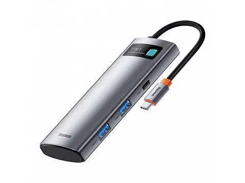 Usb-C адаптер Baseus Adapter Metal Gleam Series 7in1 Type-C To HDMIx2 + Usb3.0x3 + PD + RJ45 - фото 2