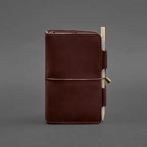 Шкіряний блокнот (Софт-бук) 3.0 бордовий Crazy Horse - фото 6