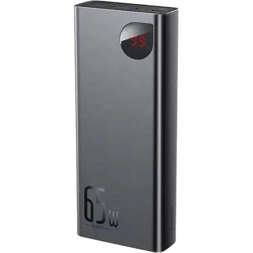 Power Bank Baseus Adaman 20000 мАг 65 Вт із металевим корпусом і цифровим дисплеєм, чорний