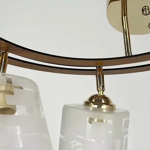 Золотий світильник із декором дерева на 4 плафони у корпусі 60 см | Арт. 6032/4 GD | Line F - фото 3