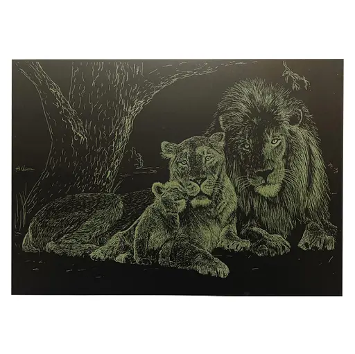 Гравюра А4 "Лев" ГрА4-3з эконом вариант в пакете 29,7х21 см