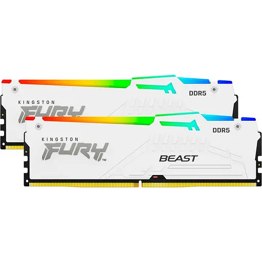 Модуль пам'яті для комп'ютера DDR5 32GB (2x16GB) 5600 MHz FURY Beast White RGB Kingston Fury (ex.HyperX) (KF556C36BWEAK2-32) - фото 2