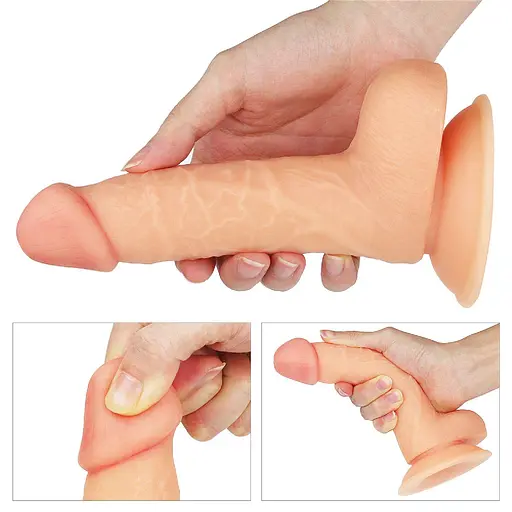 Фалоімітатор LoveToy The Ultra Soft Dude Flesh 18 см тілесний - фото 4
