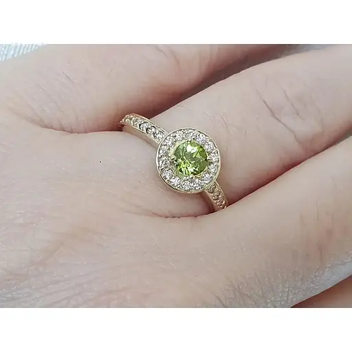 Золотое кольцо с бриллиантами и хризолитом. 11052/2 18 - фото 6