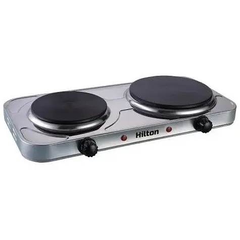 Електроплита Hilton HEC-250, сріблястий, 2500W, 2 комфоркі, поворотні перемикачі, захист від перегріву - фото 1