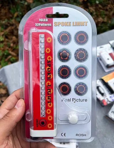 Велосипедная разноцветная светодиодная подсветка колес велосипеда Spoke light 16 LED 32 вело узора - фото 7