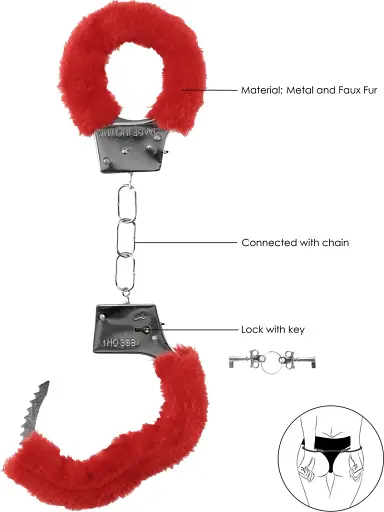 Наручники Ouch! Handcuffs Furry (червоний) - фото 4
