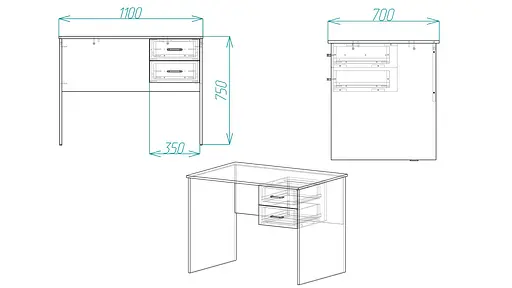 Стіл комп'ютерний Вінсент Ferrum-decor 750x1100x700 ДСП Венге Магія 16 мм (FRD-104808) - фото 5